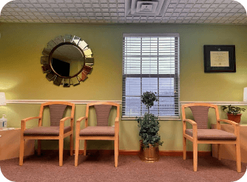 Dental office waiting room interior